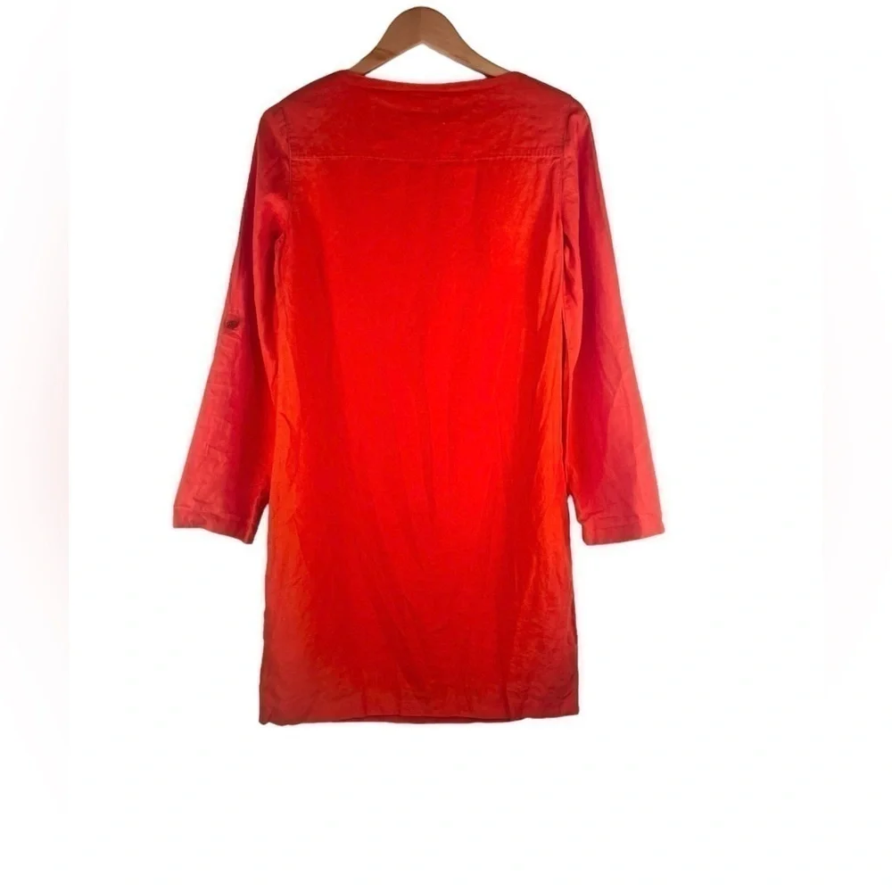 Tory Burch Orange Linen Keyhole Neck Shift Dress Size 6